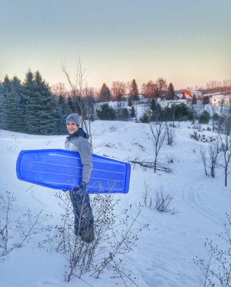 Son-#1-sleds-at-sunset