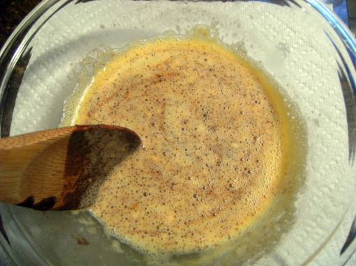 tempering eggs for a Chocolate Ugly Cake