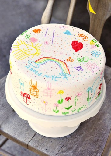 Rainbow Doodle Cake, by Sweetapolita.com