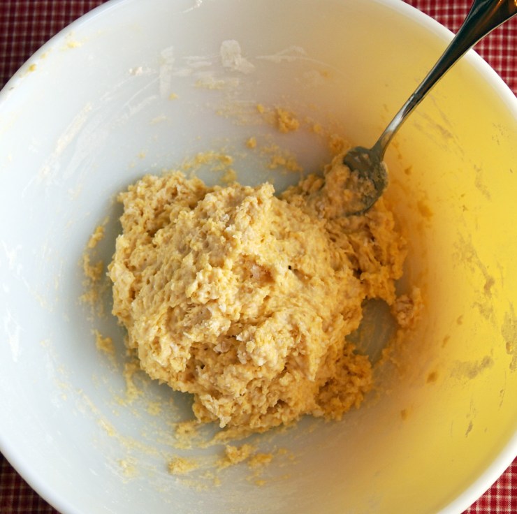 egg noodle dough in a bowl with fork