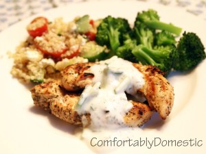 Mediterranean Chicken with Homemade Tzatziki Sauce | ComfortablyDomestic.com