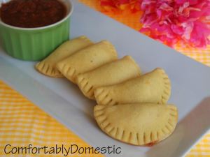 Spicy chicken empanadas are a bite sized appetizer, perfect for parties or a Cinco de Mayo celebration! | ComfortablyDomestic.com