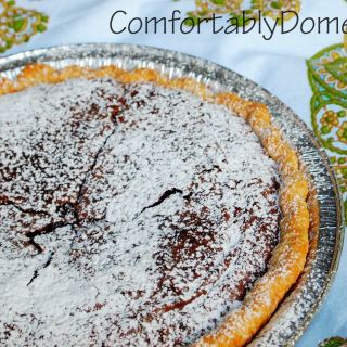 Fudge brownie pie is an incredibly easy-to-make dessert, full of gooey, fudgy brownie goodness. \\ ComfortablyDomestic.com