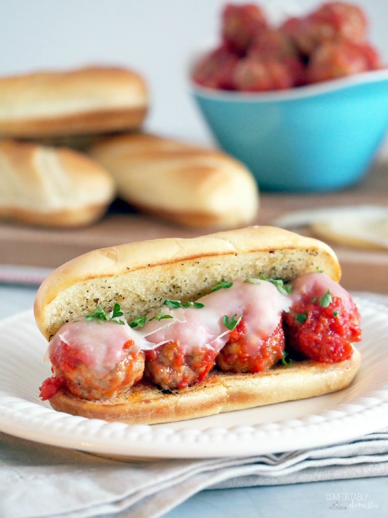 Meatball-Hoagie-Sub-Sandwiches-are-a-hearty-filling-30-minute-meal | ComfortablyDomestic.com