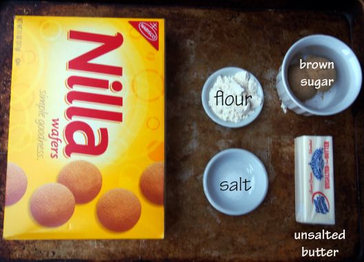 ingredients to make a Nilla wafer pie crust