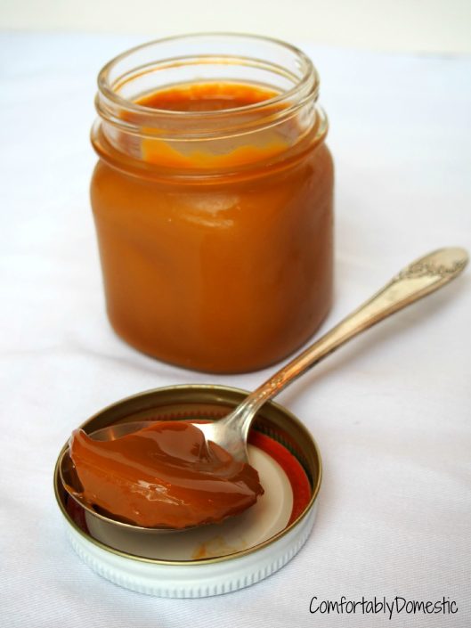 Dulce de Leche Caramel made in the crock pot from ComfortablyDomestic.com