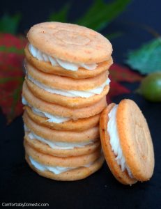 Pumpkin Spice Shortbread Sandwich Cookies | ComfortablyDomestic.com