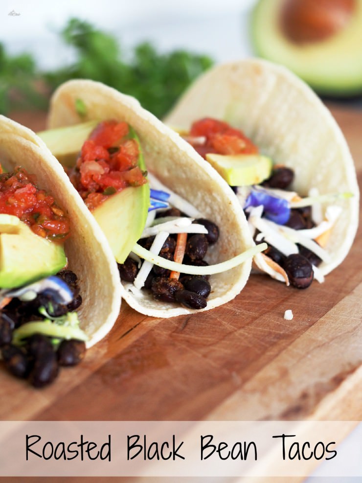 Spicy-Roasted-Black-Bean-Tacos is an easy vegetarian meal made with seasoned black beans, oven roasted to enhance the depth of the spices and compliment the satisfying fresh flavors. These tacos are anything but bland or ordinary!