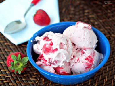 Roasted Strawberry Rhubarb Ice Cream bakes juicy, roasted strawberries and tangy rhubarb in the oven, caramelizing and drawing sweetness to the forefront. When blended with a simple vanilla pudding and frozen in an ice cream maker, this sweet frozen treat becomes a taste of summer.