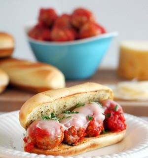 Meatball-Hoagie-Sub-Sandwiches-are-hearty-comforting-meatballs-in-sauce-topped-with-smoky-cheese-on-a-toasted-bun-ready-in-30-minutes. | ComfortablyDomestic.com